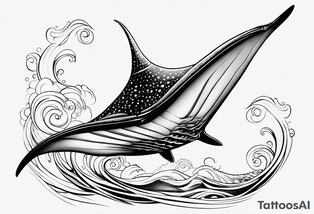Cite manta ray swimming like flying tattoo idea