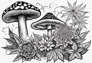 shroom and marijuana tattoo tattoo idea