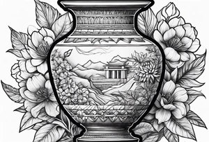 tattoo drawing ancient flower vase tattoo idea