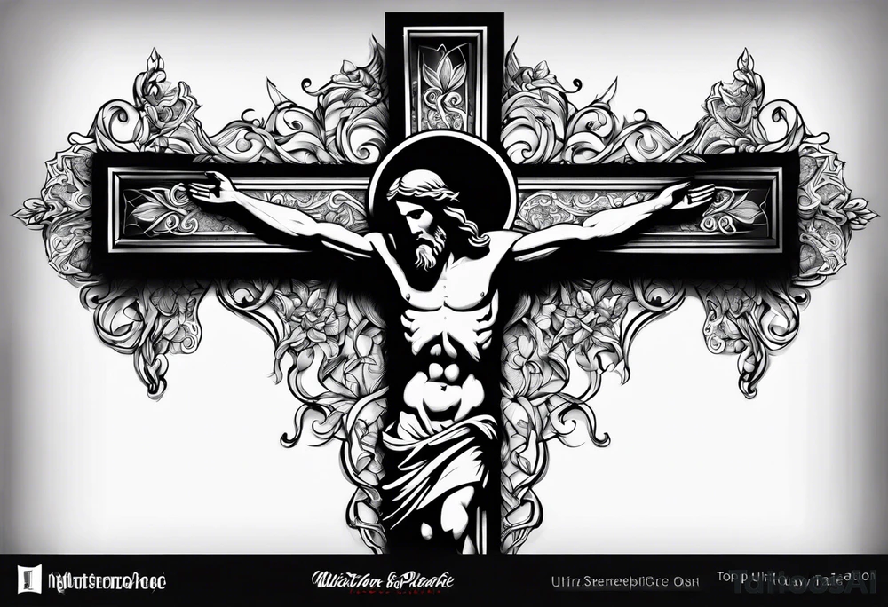 Jesus cross made from many hearts tattoo idea