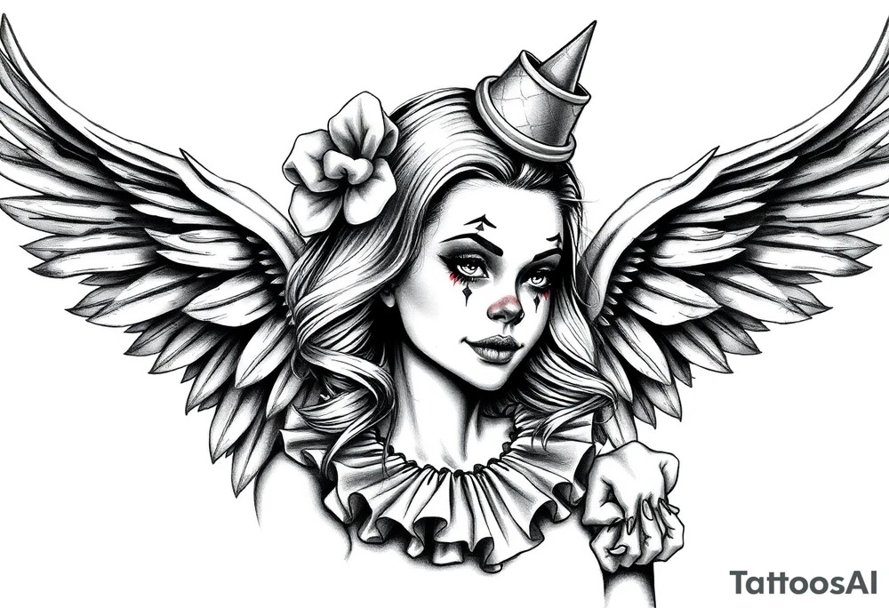 Payasa Clown Girl Angel Wings tattoo idea
