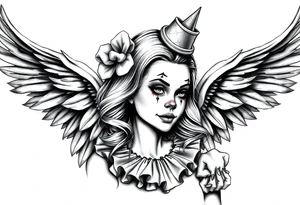 Payasa Clown Girl Angel Wings tattoo idea