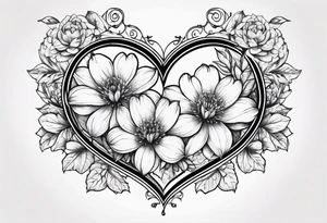 Heart shaped flower frame tattoo idea
