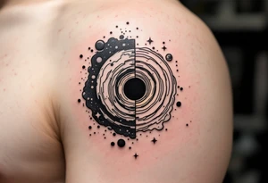 Two different universes on separate sides of a black hole tattoo idea