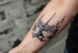 roman gladiator view bach fight sword arena tattoo idea