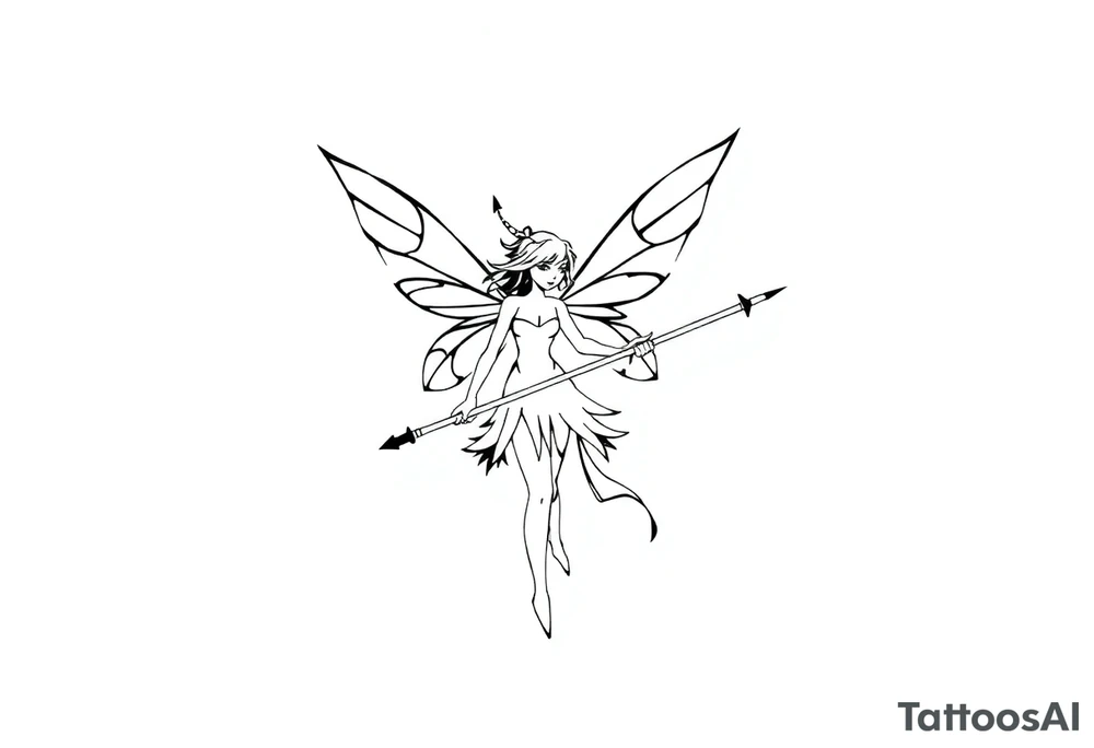 Dark fairy with weapon tattoo idea