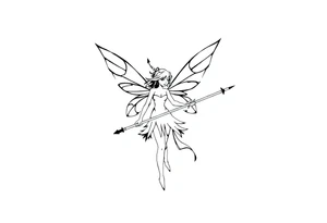 Dark fairy with weapon tattoo idea