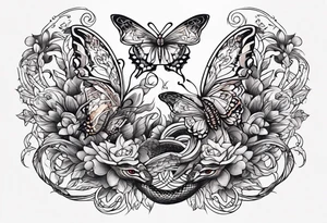 Butterflies surrounding a snake tattoo idea