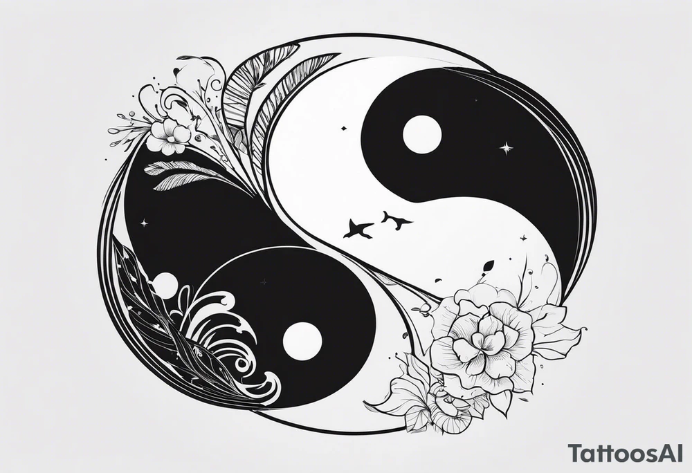 Lo Ying yang formato da carpe in uno sfondo che rappresenta luniverso tattoo idea