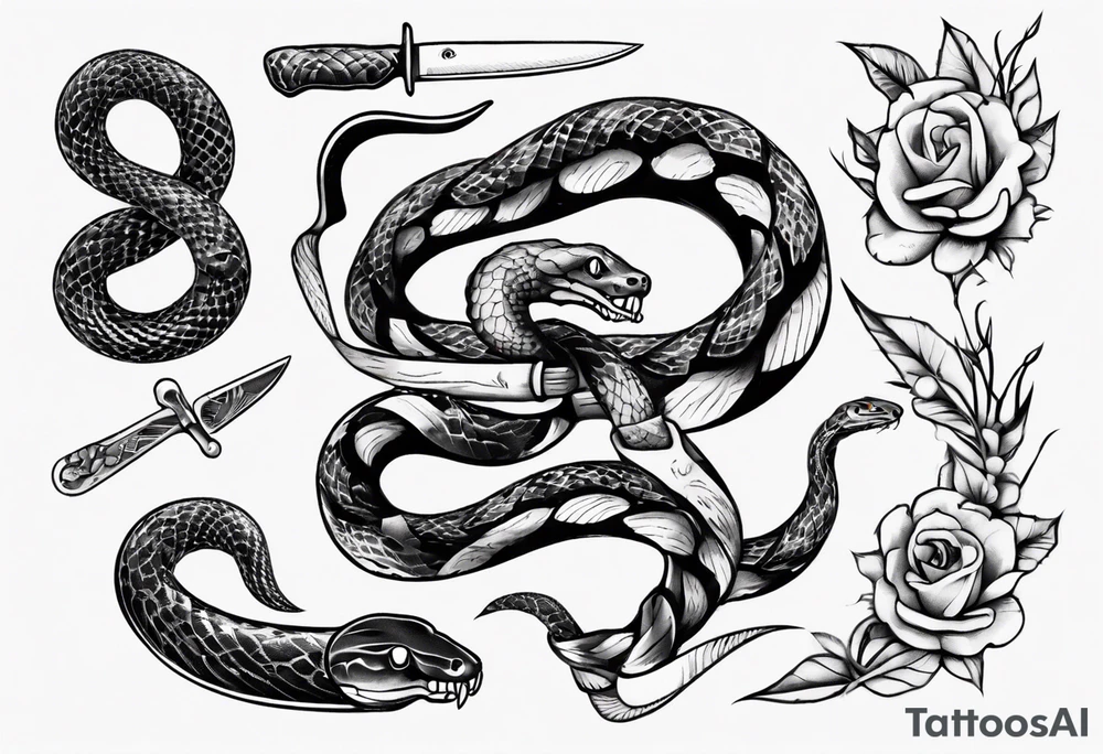 A snake wrapping a knife tattoo idea