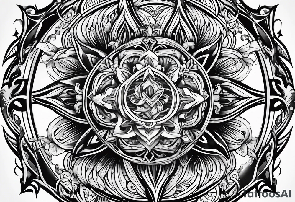"Ω" symbol black magic style tattoo idea