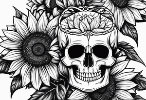 Sunflower, skull,
 mental health tattoo idea