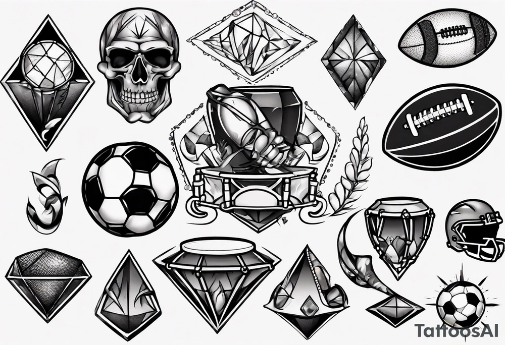 Dad drums diamonds pearls football sports tattoo idea