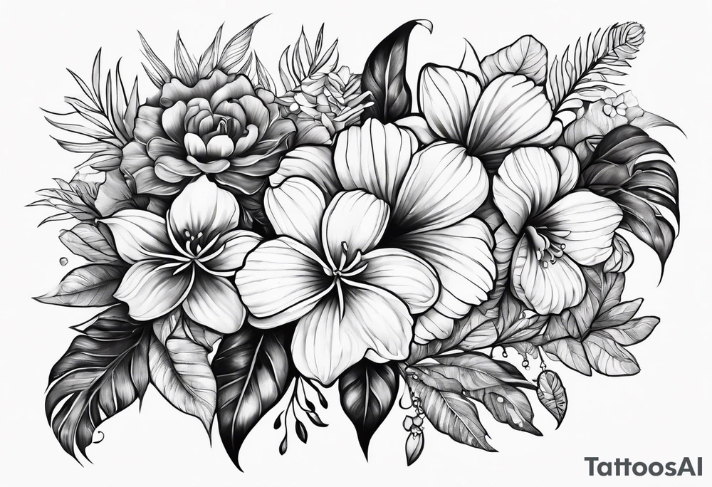 sea, night, flower, republic dominicana tattoo idea