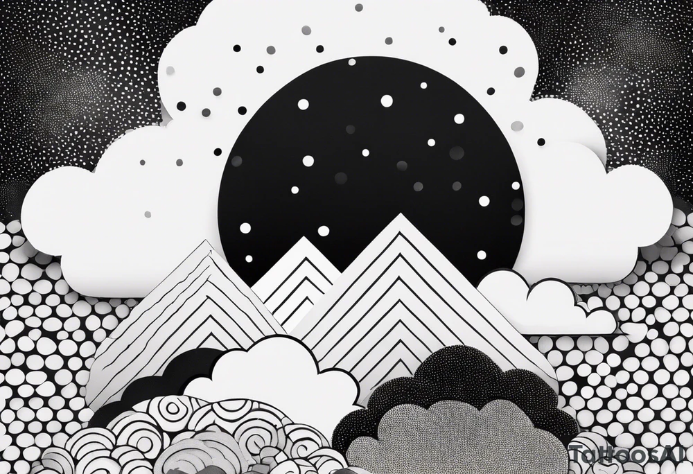 Geometric clouds tattoo idea