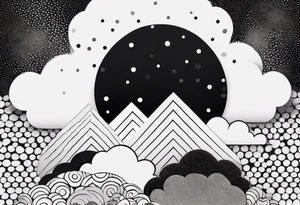 Geometric clouds tattoo idea