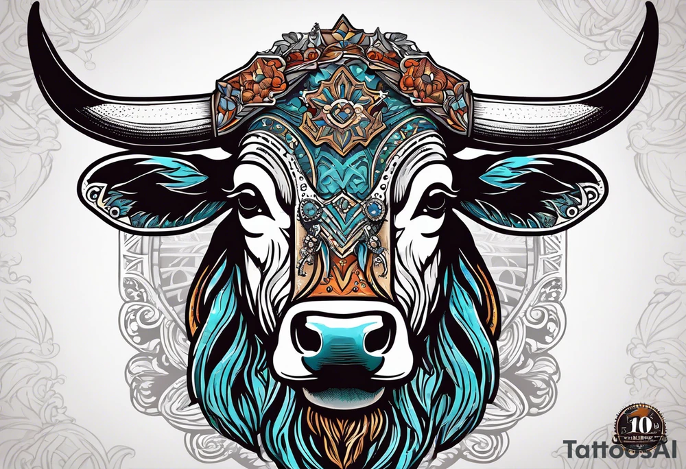 cybersigilism mad Longhorn with state of texas as the background
With “512” on top of the head tattoo idea