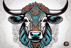 cybersigilism mad Longhorn with state of texas as the background
With “512” on top of the head tattoo idea