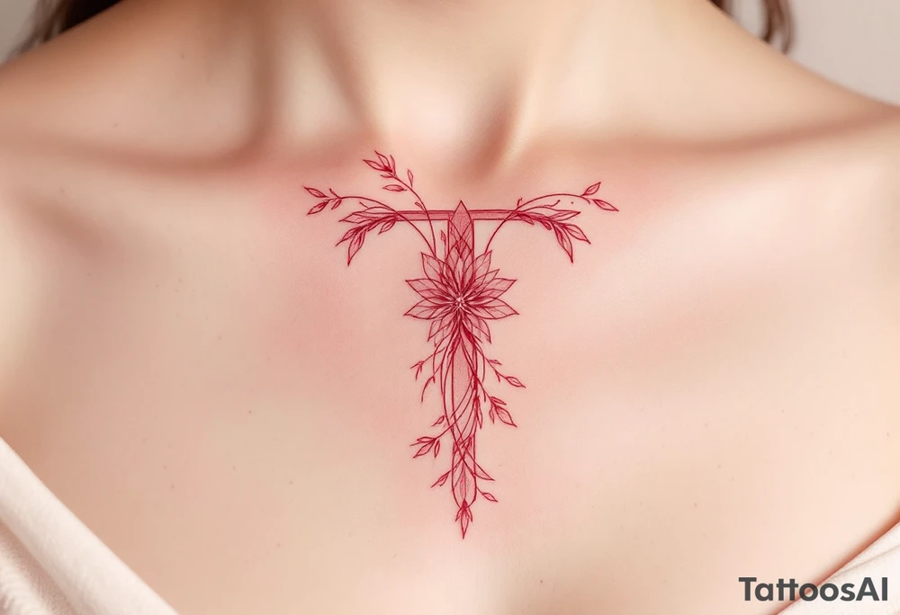A sleek modern "T" in blush pink tattoo idea