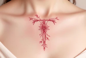 A sleek modern "T" in blush pink tattoo idea
