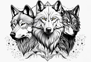 Constellation, two animal wolf tattoo idea