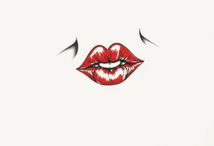 Come up with a cover up of red lip print on the collar bone for a man. tattoo idea