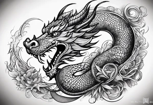 Dragon Seven number shape tattoo idea