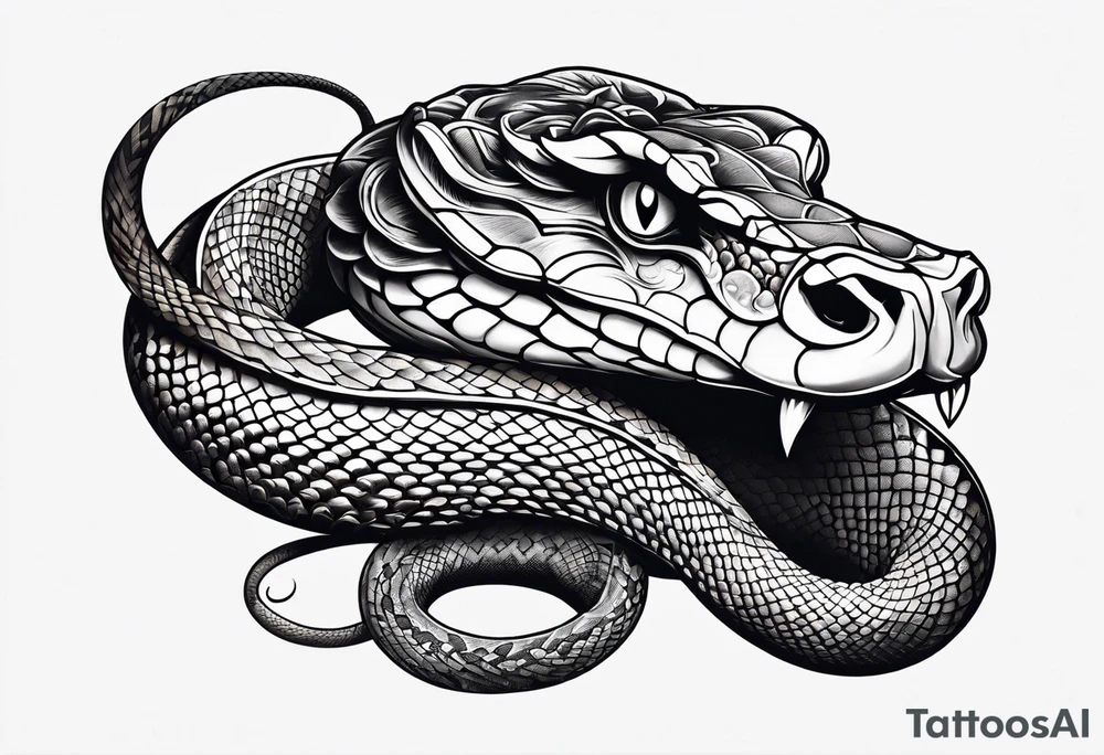 Snake with horned head tattoo idea