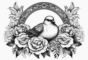 Doves flowers crown tattoo idea