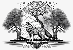 Abstract wolf , tree of life tattoo idea