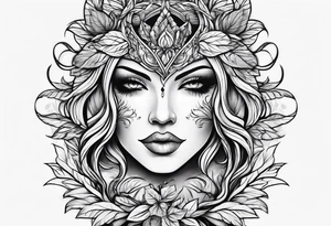 wood with foliage tattoo idea