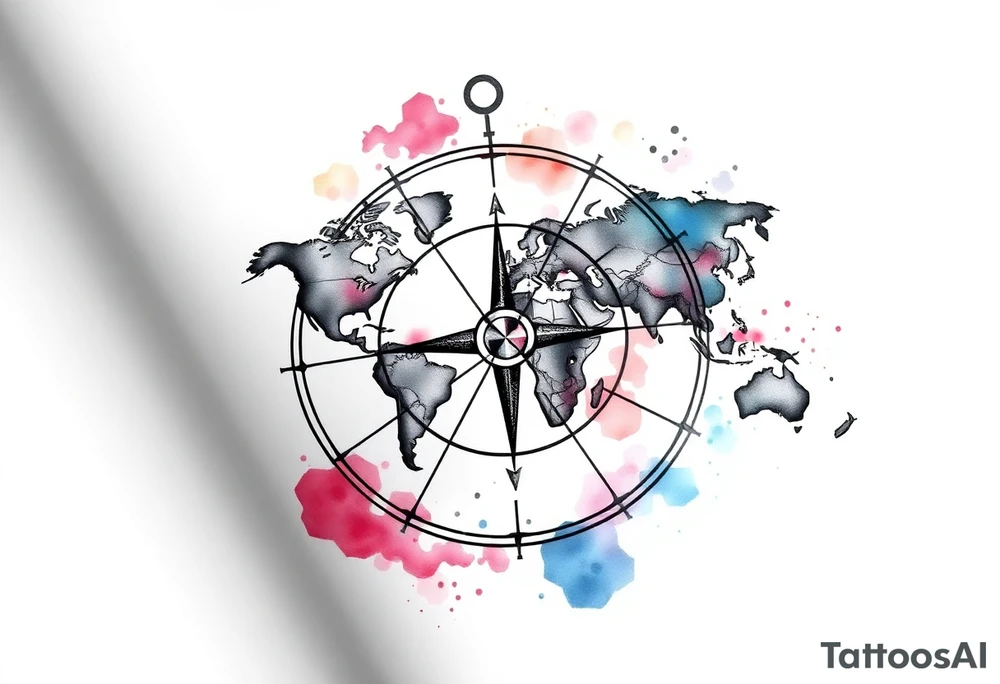 compass with world map tattoo idea