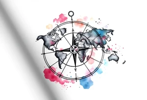 compass with world map tattoo idea