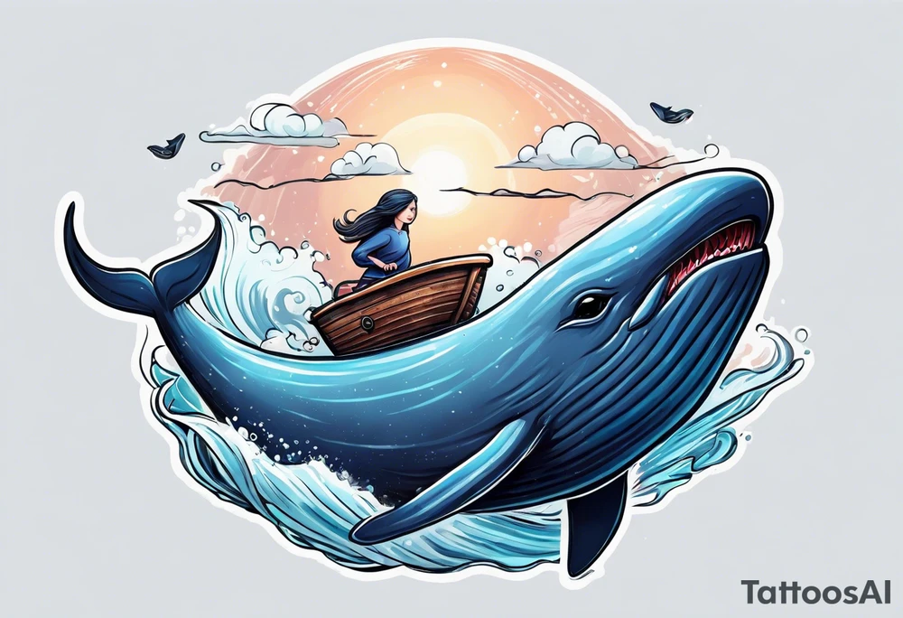 hairless cat riding a whale tattoo idea