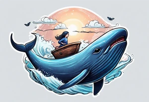 hairless cat riding a whale tattoo idea