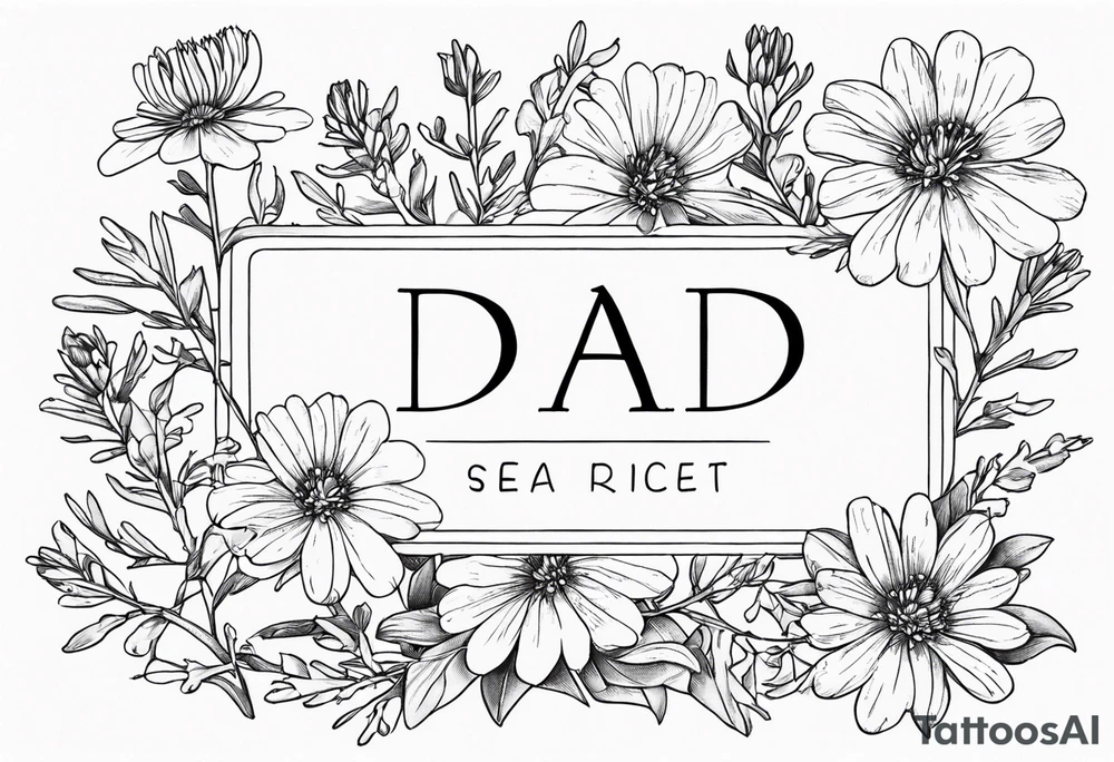 Aster flowers - sea rocket flowers with a cardinal around the words Dad tattoo idea
