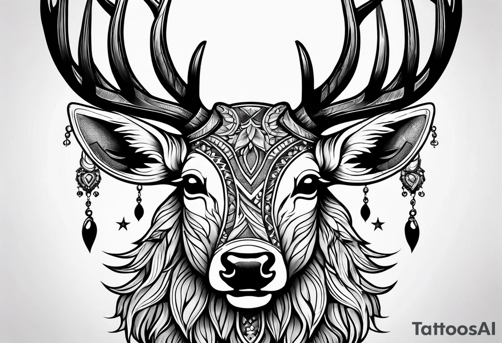 A deer showing fangs tattoo idea