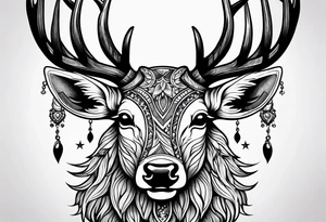 A deer showing fangs tattoo idea