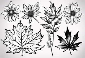 Maple leaf, daisy tattoo idea