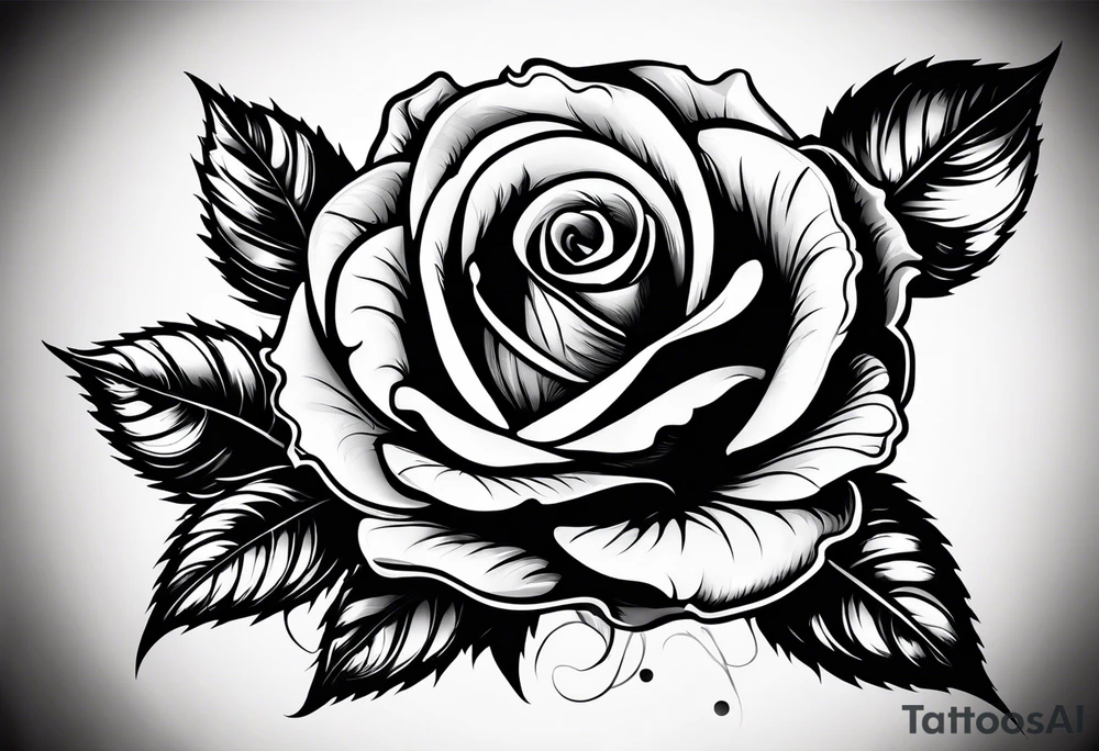 Black rose with strings tattoo idea