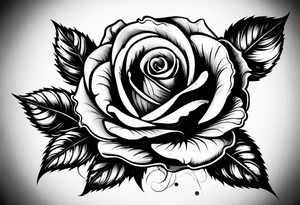 Black rose with strings tattoo idea