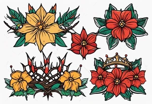 crown of thorns
old school vintage simple traditional design 
vintage flowers surrounding crown


bold color simple tattoo idea