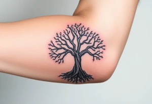 mystical tree of life with cosmic roots and celestial branches tattoo idea
