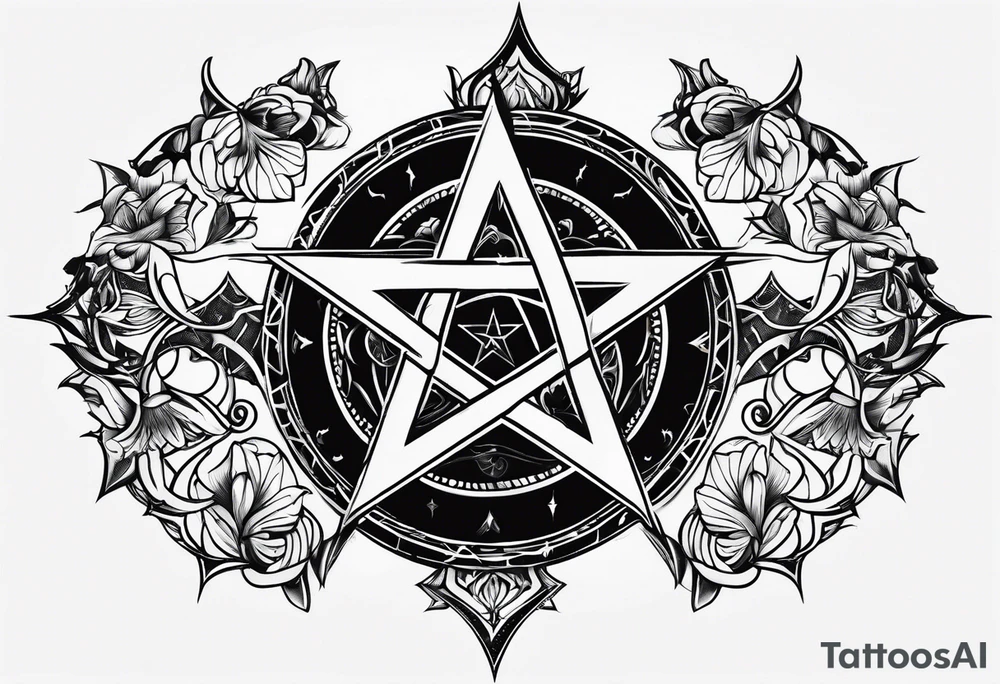 Pentagram eclipse dark tattoo idea