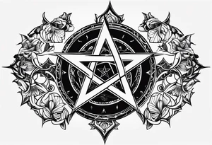 Pentagram eclipse dark tattoo idea