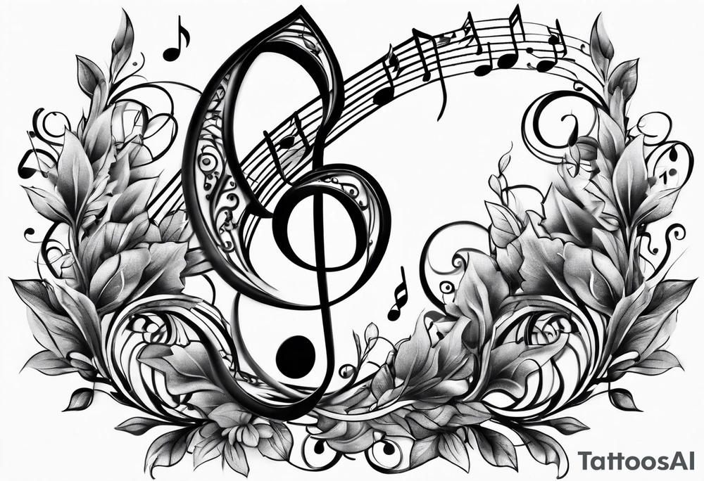 A music note in nature tattoo idea
