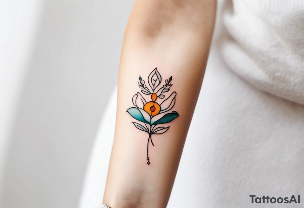 Minimalist and small tattoo on female arm. Inspired by sicilian traditional arts and aesthetics. tattoo idea