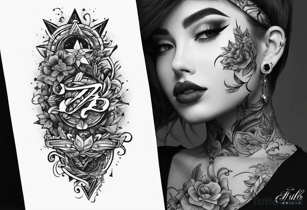Make a shape by combining letters "EUB" tattoo idea