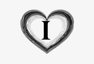 Picture of the letter I within a heart to represent oneself tattoo idea