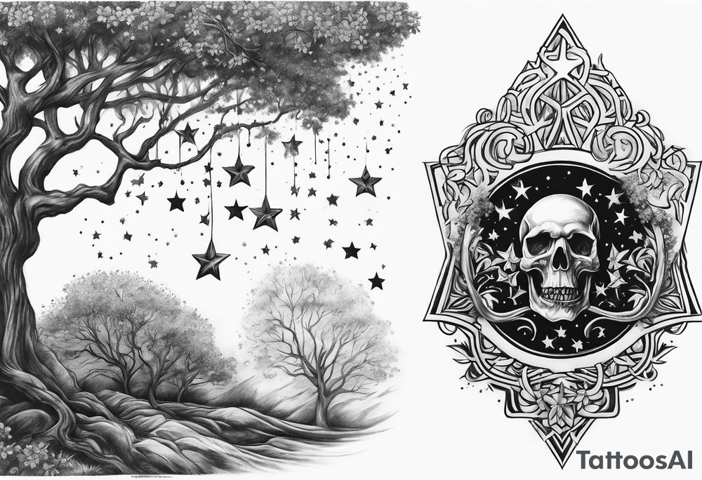 Poison tree with stars tattoo idea